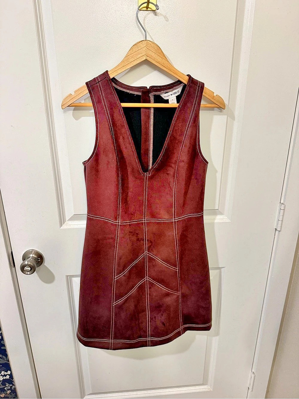 Anna Sui x Old Nacy Mini Dress in Brown vegan suede Size Small Like New